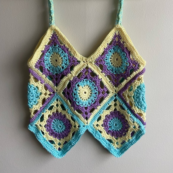 Granny square top size S-M pastel colors - Picture 4 of 12